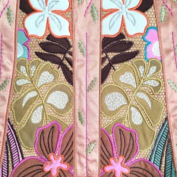 NWOT RARE Bueno Floral Embroidered Sequins Bamboo Handles Boho Satchel - Picture 9 of 11